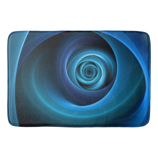 3Dスパイラルブルーモダンカラー抽象芸術フラクタル バスマット (正面)