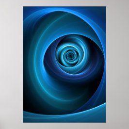 3Dスパイラルブルーモダンカラー抽象芸術フラクタル ポスター