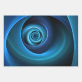 3Dスパイラルブルーモダンカラー抽象芸術フラクタル ラッピングペーパーシート (正面3)