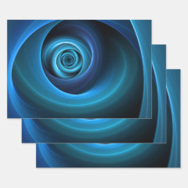 3Dスパイラルブルーモダンカラー抽象芸術フラクタル ラッピングペーパーシート