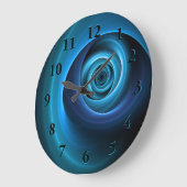 3Dスパイラルブルーモダンカラー抽象芸術フラクタル ラージ壁時計 (傾斜)