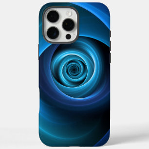 3Dスパイラルブルーモダンカラー抽象芸術フラクタル iPhone 16 PRO MAXケース