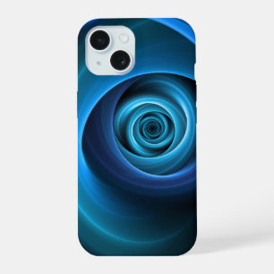 3Dスパイラルブルーモダンカラー抽象芸術フラクタル iPhone 15ケース