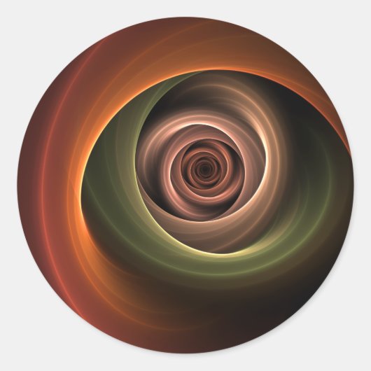 3Dスパイラル抽象的な暖かい色のモダンフラクタルアート ラウンドシール (正面)
