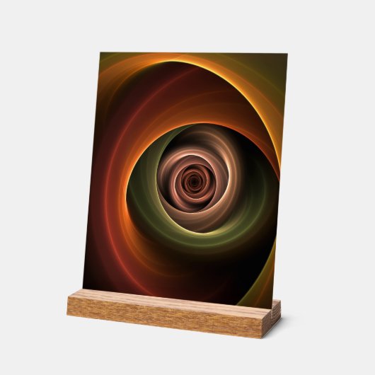 3Dスパイラル抽象芸術暖色モダンフラクタル芸術 アクリルサイン (傾斜)