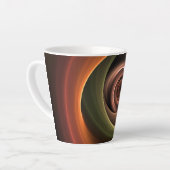 3Dスパイラル抽象芸術暖色モダンフラクタル芸術 カフェラテマグ (左アングル)
