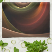 3Dスパイラル抽象芸術暖色モダンフラクタル芸術 キッチンタオル (折り畳み)