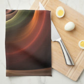 3Dスパイラル抽象芸術暖色モダンフラクタル芸術 キッチンタオル (四つ折り)