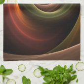 3Dスパイラル抽象芸術暖色モダンフラクタル芸術 キッチンタオル (折り畳み)