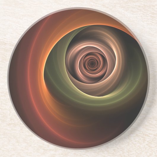 3Dスパイラル抽象芸術暖色モダンフラクタル芸術 コースター (正面)