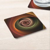 3Dスパイラル抽象芸術暖色モダンフラクタル芸術 スクエアペーパーコースター (アングル)