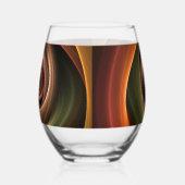 3Dスパイラル抽象芸術暖色モダンフラクタル芸術 ステムなしワイングラス (右)