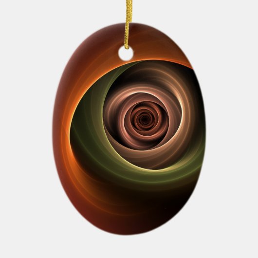 3Dスパイラル抽象芸術暖色モダンフラクタル芸術 セラミックオーナメント (正面)