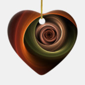 3Dスパイラル抽象芸術暖色モダンフラクタル芸術 セラミックオーナメント (裏面)