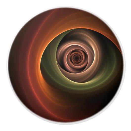 3Dスパイラル抽象芸術暖色モダンフラクタル芸術 セラミックノブ (正面)