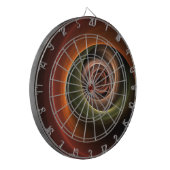 3Dスパイラル抽象芸術暖色モダンフラクタル芸術 ダーツボード (正面左)