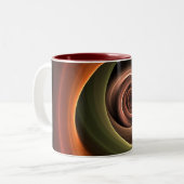 3Dスパイラル抽象芸術暖色モダンフラクタル芸術 ツートーンマグカップ (正面左)