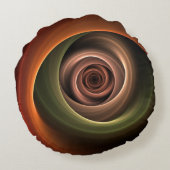3Dスパイラル抽象芸術暖色モダンフラクタル芸術 ラウンドクッション (裏面)
