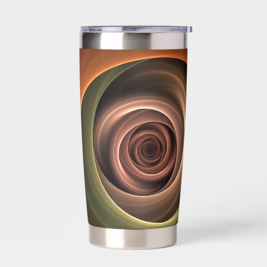 3Dスパイラル抽象芸術暖色モダンフラクタル芸術 保温保冷タンブラー (左面)