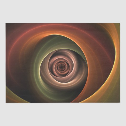 3Dスパイラル抽象芸術暖色モダンフラクタル芸術 薄葉紙 (正面)