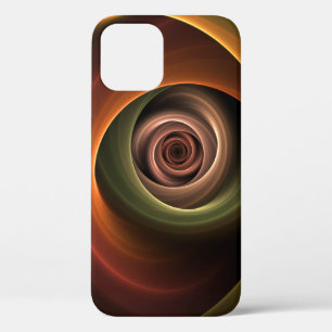3Dスパイラル抽象芸術暖色モダンフラクタル芸術 iPhone 12 PROケース