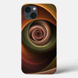 3Dスパイラル抽象芸術暖色モダンフラクタル芸術 iPhone 13ケース