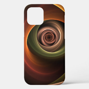3Dスパイラル抽象芸術暖色モダンフラクタル芸術 iPhone 12 PROケース