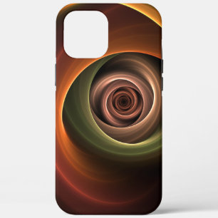 3Dスパイラル抽象芸術暖色モダンフラクタル芸術 iPhone 12 PRO MAX ケース