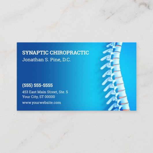 3Dスパインブルーカイロプラクティックアポイントメントカード 予約カード (正面)