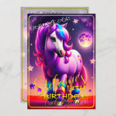 3Dスピリットポニー46誕生日招待状 招待状 (正面/裏面)