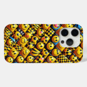 3Dスマイルフェイスモザイクフォンケース - イエロー&ブラック Case-Mate iPhoneケース (裏面 (横))