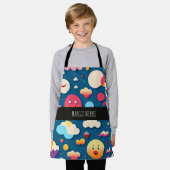 3Dスマイル円レインボーパターン エプロン (着用した状態)