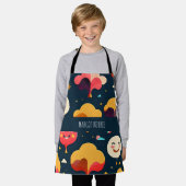 3Dスマイル顔黄パタカラフルーン エプロン (着用した状態)