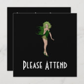 3Dセントパトリック日の緑の妖精 招待状 (正面/裏面)