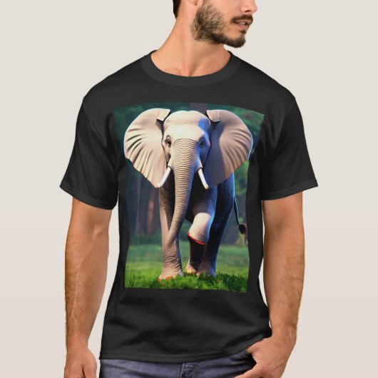 「3Dゾウの視覚:アニメートされたT型」 Tシャツ (正面)