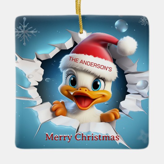 3Dダッククリスマス セラミックオーナメント (正面)
