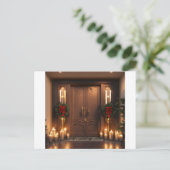 3Dダブルド素晴らしアのクリスマスキャンドル彫刻 ポストカード (スタンド正面)