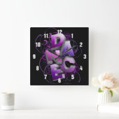 3Dダンス(夏) スクエア壁時計 (ホーム)