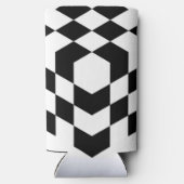 3dチェスボード黒キューブ白 スリム缶クーラー (裏面)