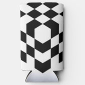 3dチェスボード黒キューブ白 スリム缶クーラー (正面)