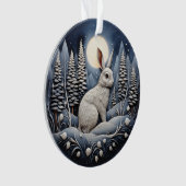 3Dチャーストマスキュート白うさぎ動物 オーナメント (正面)