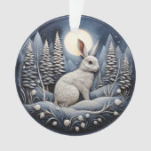 3Dチャーストマスキュート白うさぎ動物 オーナメント (正面)