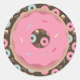 3DチョコレートドーナツPink Frosted Sprinkles Reward ラウンドシール