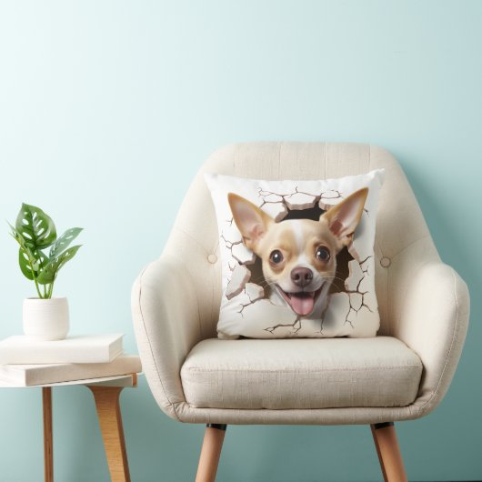 3Dチワワひび割れ穴 クッション (椅子)