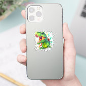 3Dティラノサウルス恐竜の壁破りボーイズキッズTシャツ シール (スマートフォン)