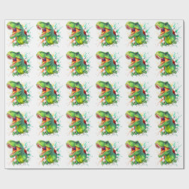 3Dティラノサウルス恐竜の壁破りボーイズキッズTシャツ ラッピングペーパー
