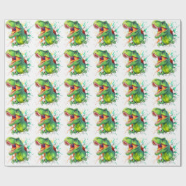 3Dティラノサウルス恐竜の壁破りボーイズキッズTシャツ ラッピングペーパー