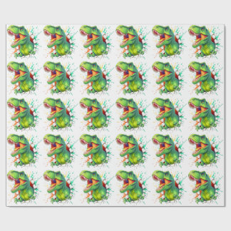 3Dティラノサウルス恐竜の壁破りボーイズキッズTシャツ ラッピングペーパー