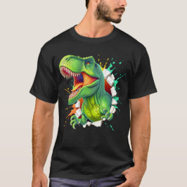 3Dティラノサウルス恐竜壁破壊ボーイズキッズTシャツ Tシャツ