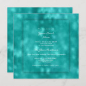 3Dティール(緑がかった色)水中競技ティファニーアーバンビーチ海ガラス 招待状 (正面/裏面)